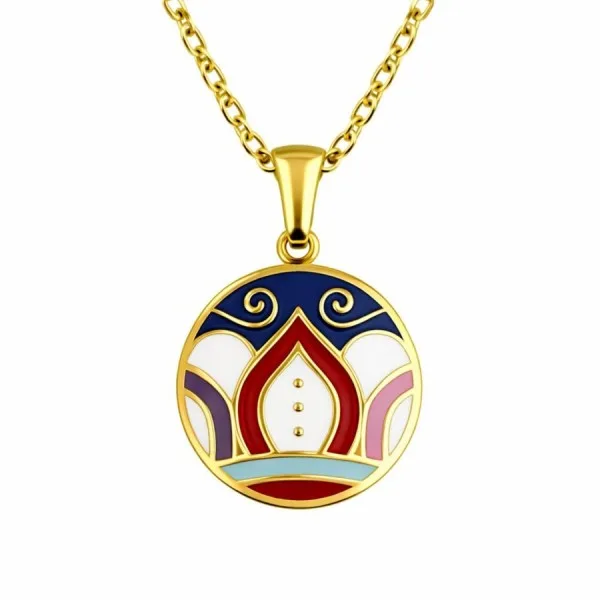 Collier acier PVD doré email - diamètre 15mm - 38+5cm