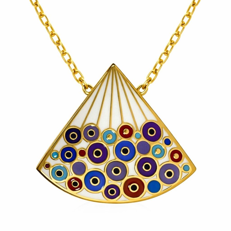 Collier acier PVD doré email - 36x40mm - 45+5cm