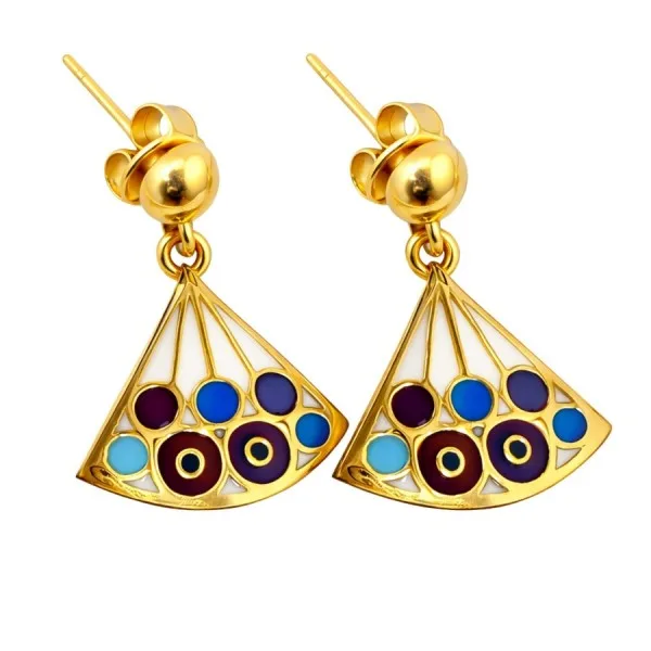 Boucles d'oreille acier PVD doré - 16x16mm email
