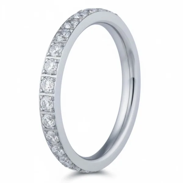 Bague en Titane Pur - zircons - largeur 2.5 mm - Taille 50 à 62