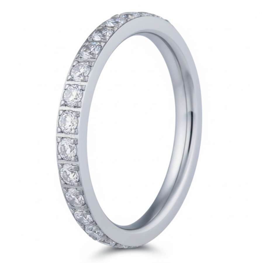 Bague en Titane Pur - zircons - largeur 2.5 mm - Taille 50 à 62