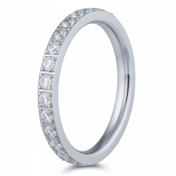 Bague en Titane Pur - zircons - largeur 2.5 mm - Taille 50 à 62