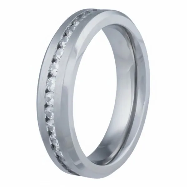 Bague en Titane Pur - zircons - largeur 5mm - Taille 52 à 62