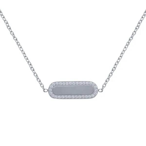Collier en acier et Titane Pur - zircons - 7x20mm - 38+5cm