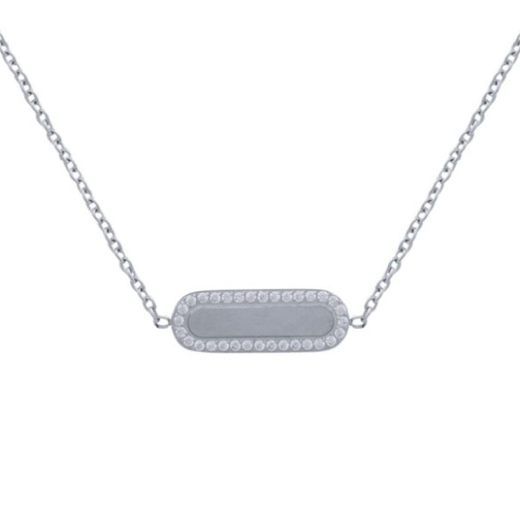 Collier en acier et Titane Pur - zircons - 7x20mm - 38+5cm