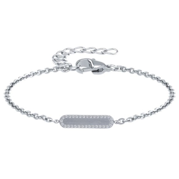 Bracelet en acier et Titane Pur - zircons - 5x20mm - 15+4cm