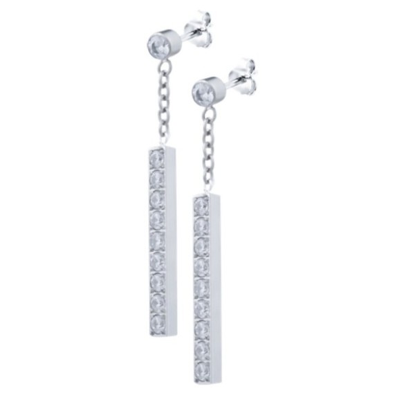 Boucles d'oreille en acier et Titane Pur - zircons - 35x4mm