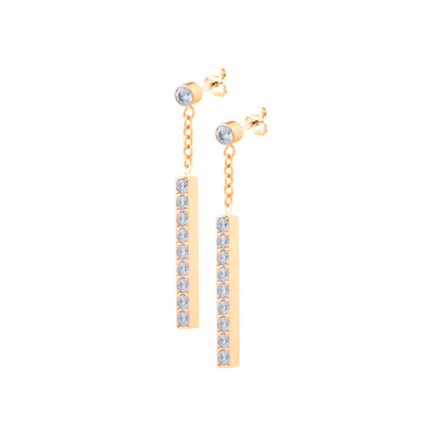 Boucles D'oreilles En Acier Inoxydable Avec Double Zircon - Neuf Avec étiquettes, Livraison Rapide