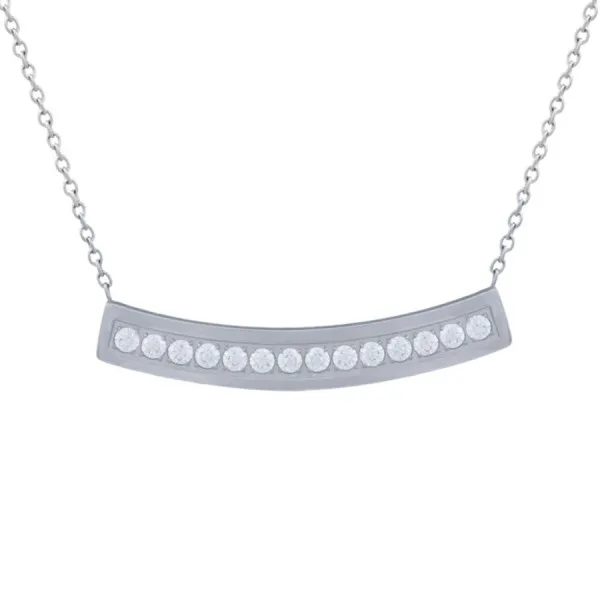 Collier en en acier et Titane Pur - zircons - 35x7mm -45+5cm