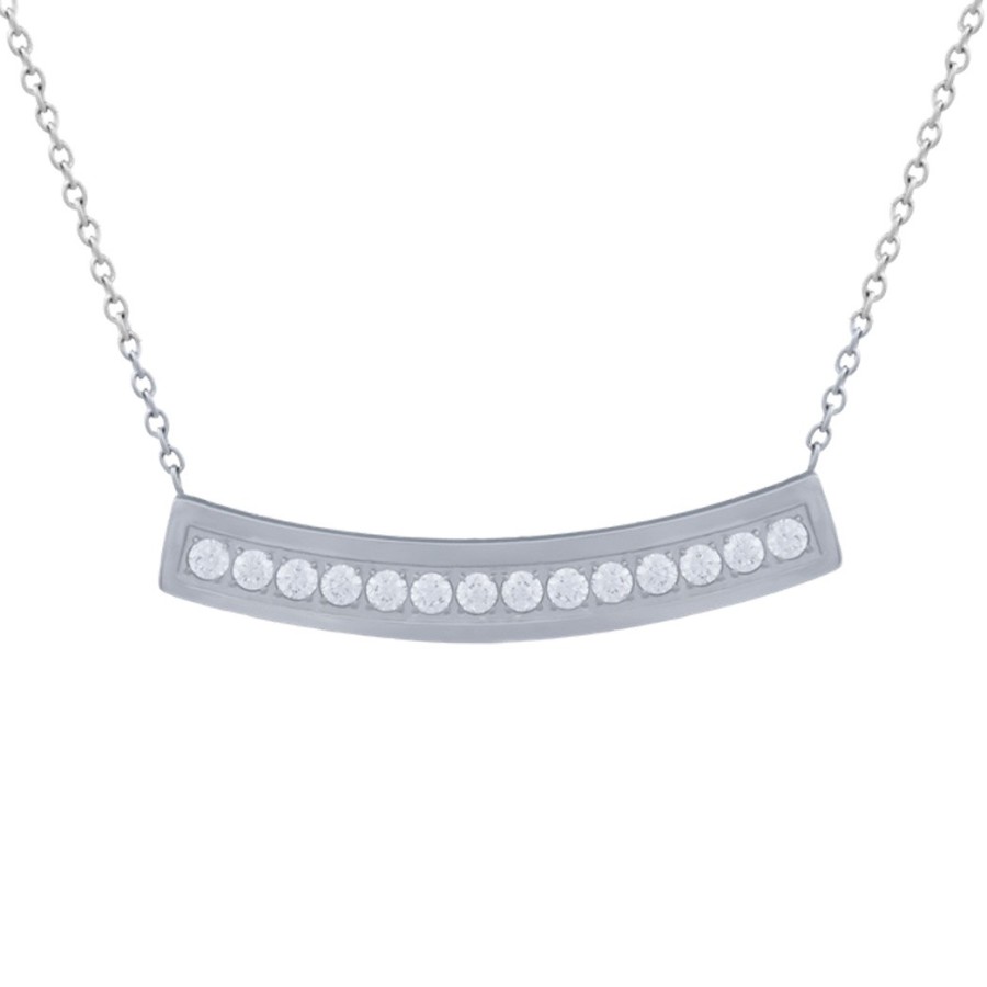Collier en en acier et Titane Pur - zircons - 35x7mm -45+5cm