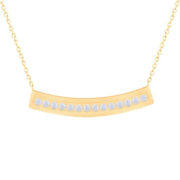 Collier en acier et Titane Pur - PVD doré - zircons - 35x7mm -45+5cm