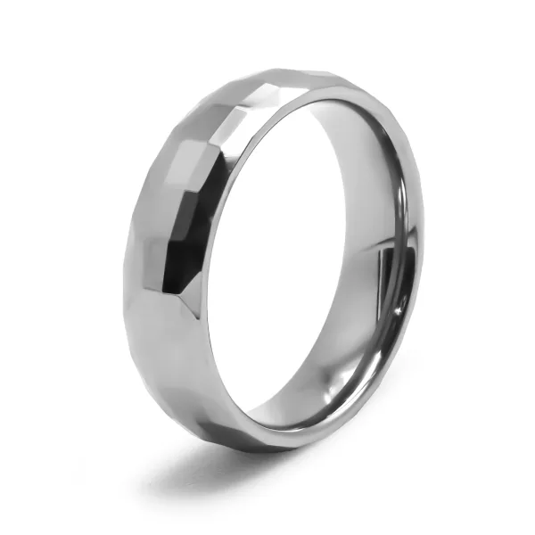 Bague Tungstène - finition facettée - intérieur confort - largeur 6...
