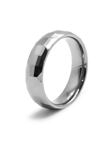 Bague Tungstène - finition facettée - intérieur confort - largeur 6...