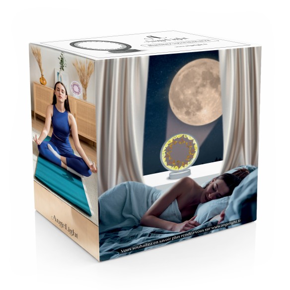 Lampe pierres naturelles Angelight - support blanc - Fluorine - arbre de vie - diamètre 18cm