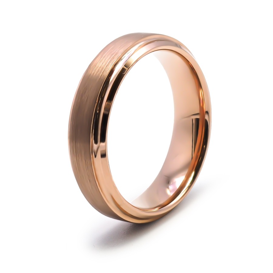 Bague tungstène - PVD rosé - intérieur confort - finition brossée -...