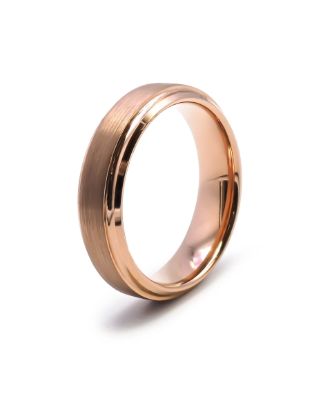 Bague tungstène - PVD rosé - intérieur confort - finition brossée -...