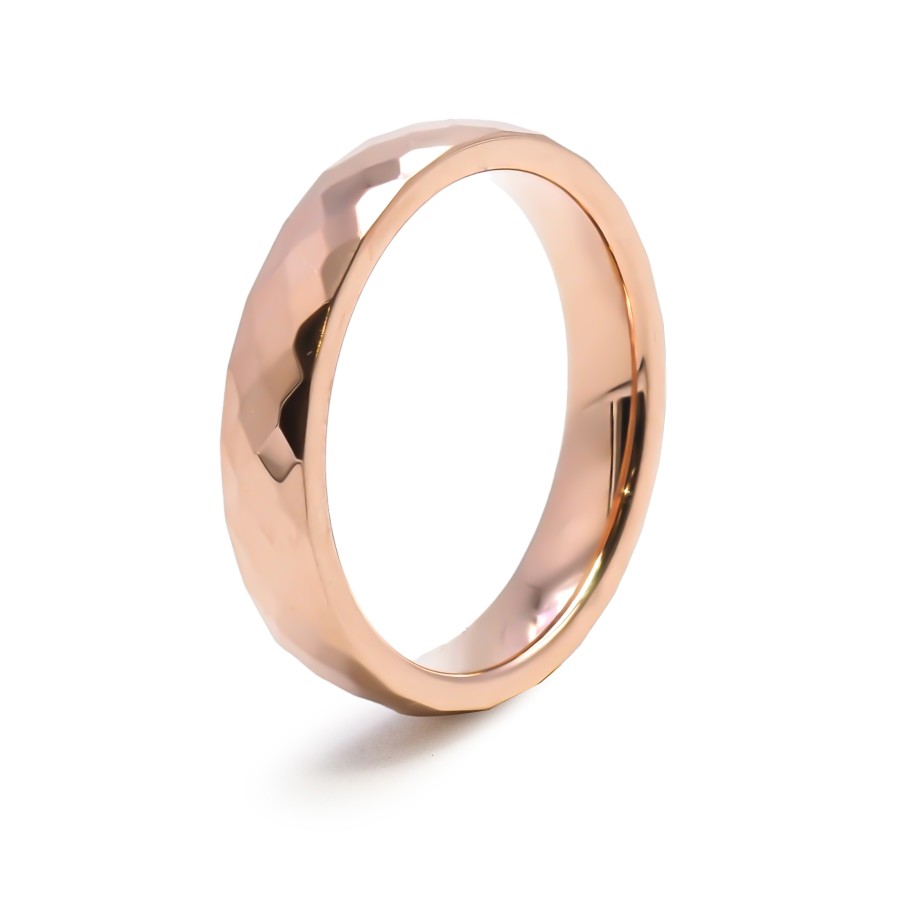 Bague tungstène - finition facettée rosé - largeur 4mm - Toltek