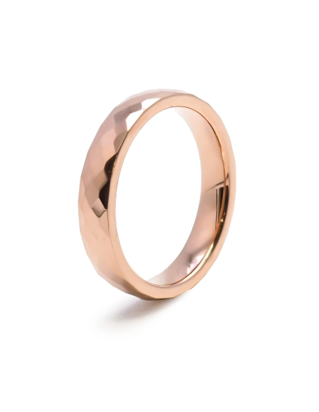 Bague tungstène - finition facettée rosé - largeur 4mm - Toltek