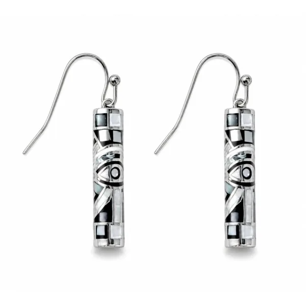 Boucles d'oreilles en acier - émail et nacre