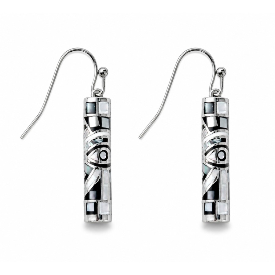 Boucles d'oreilles en acier - émail et nacre