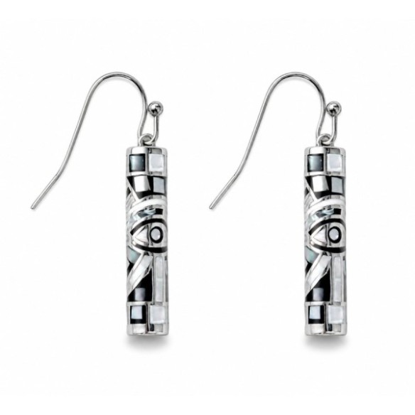 Boucles d'oreilles en acier - émail et nacre