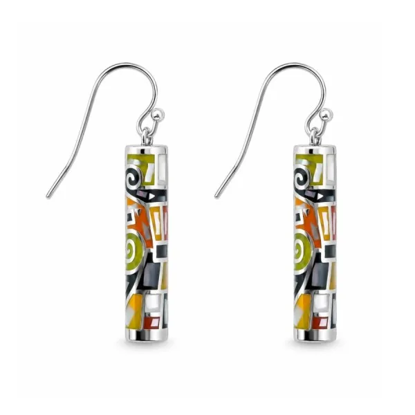 Boucles d'oreilles en acier - émail et nacre