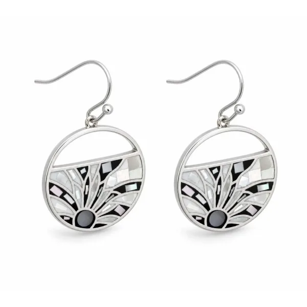 Boucles d'oreilles en acier - émail et nacre