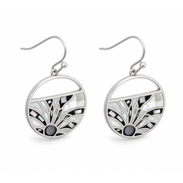 Boucles d'oreilles en acier - émail et nacre