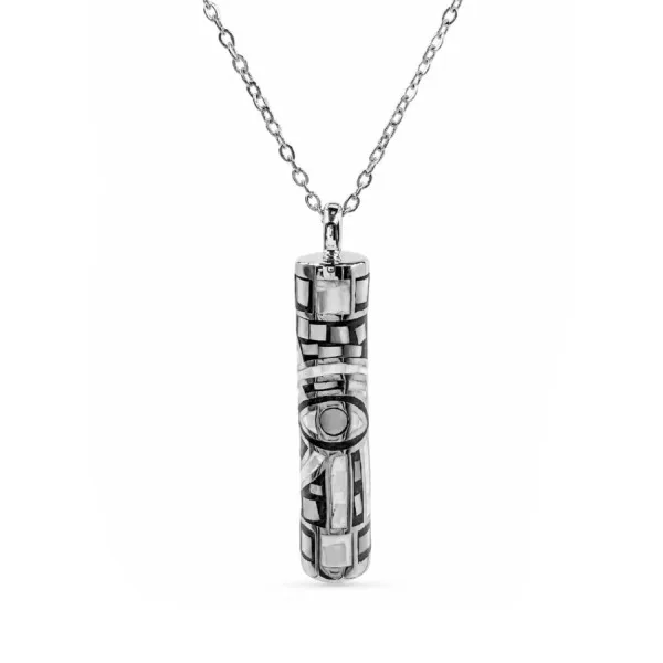 Collier en acier - émail et nacre - 45 + 5 cm