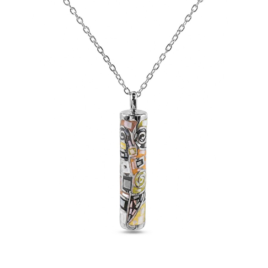 Collier en acier - émail et nacre - 45 + 5 cm