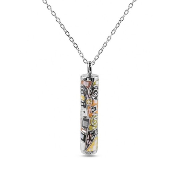 Collier en acier - émail et nacre - 45 + 5 cm