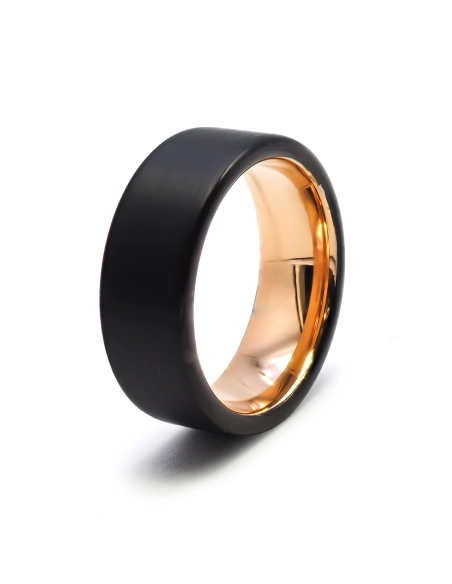 Bague tungstène - pvd noir - finition brossé - intérieur confort pv...
