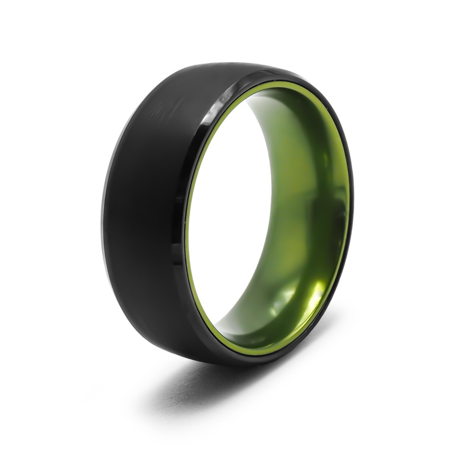 Bague tungstène - pvd noir - finition brossé - intérieur confort al...