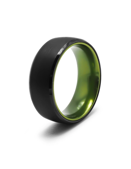 Bague tungstène - pvd noir - finition brossé - intérieur confort al...