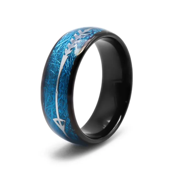 Bague Tunsgtène - pvd noir - intérieur imitation météorite teintée ...