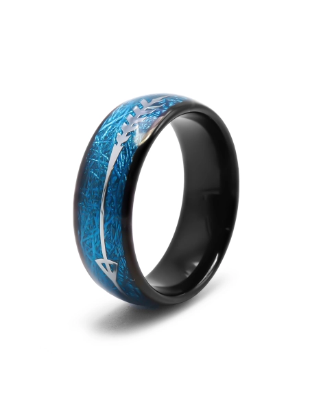 Bague Tunsgtène - pvd noir - intérieur imitation météorite teintée ...