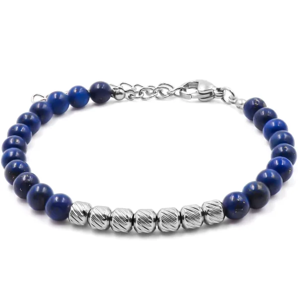 Bracelet acier doré - billes 4mm amazonite - 15+4cm - Grossiste Bij...