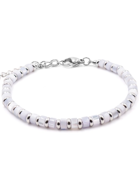 Bracelet acier - nacre teintée - diamètre 4mm - 15+4cm - Grossiste ...