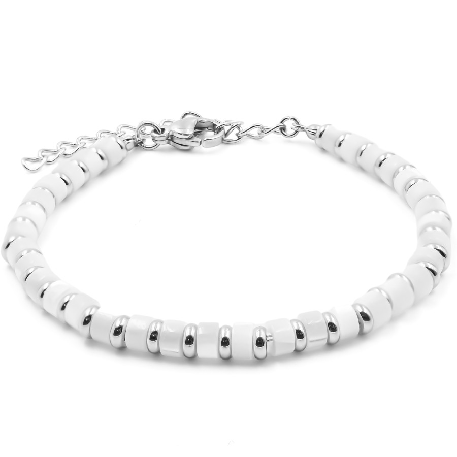 Bracelet acier - nacre teintée - diamètre 4mm - 15+4cm - Grossiste ...