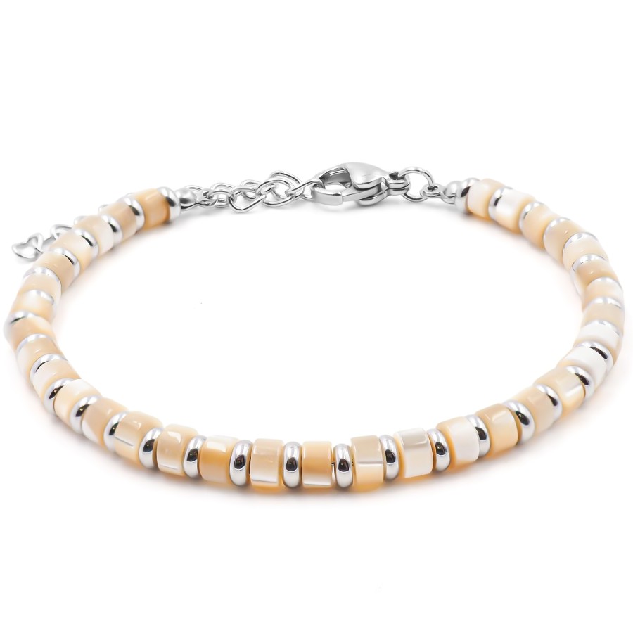 Bracelet acier - nacre teintée - diamètre 4mm - 15+4cm - Grossiste ...