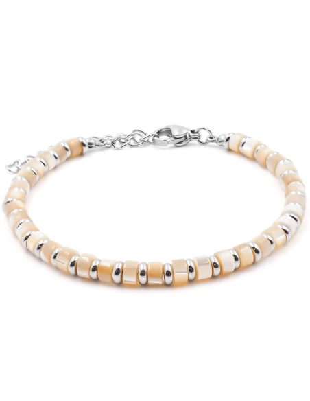 Bracelet acier - nacre teintée - diamètre 4mm - 15+4cm - Grossiste ...
