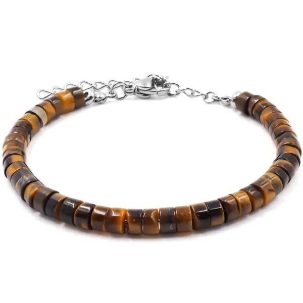 Bracelet acier - œil de tigre - diamètre 4mm - 15+4cm - Grossiste B...