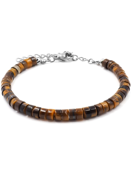 Bracelet acier - œil de tigre - diamètre 4mm - 15+4cm - Grossiste B...