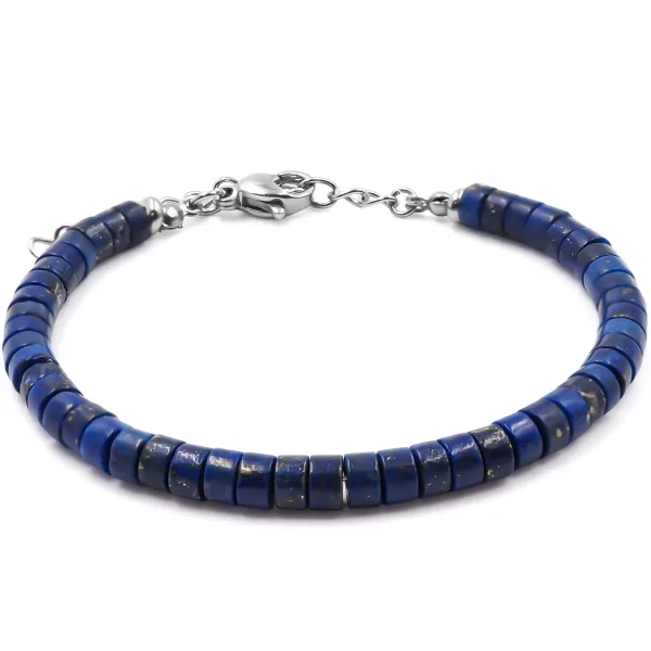 Bracelet acier - lapis lazuli - diamètre 4mm - 15+4cm - Grossiste B...
