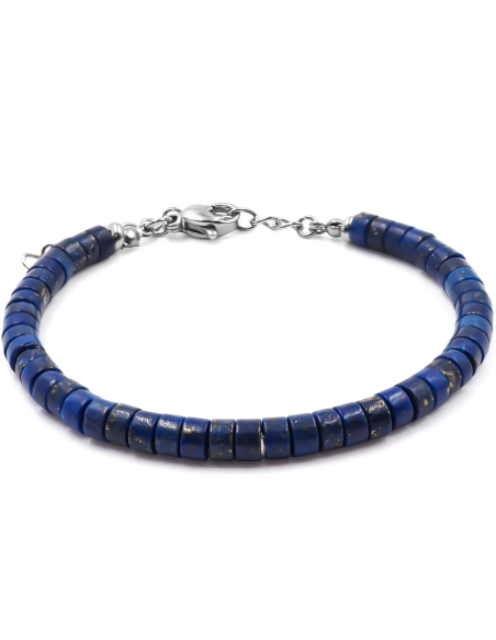 Bracelet acier - lapis lazuli - diamètre 4mm - 15+4cm - Grossiste B...
