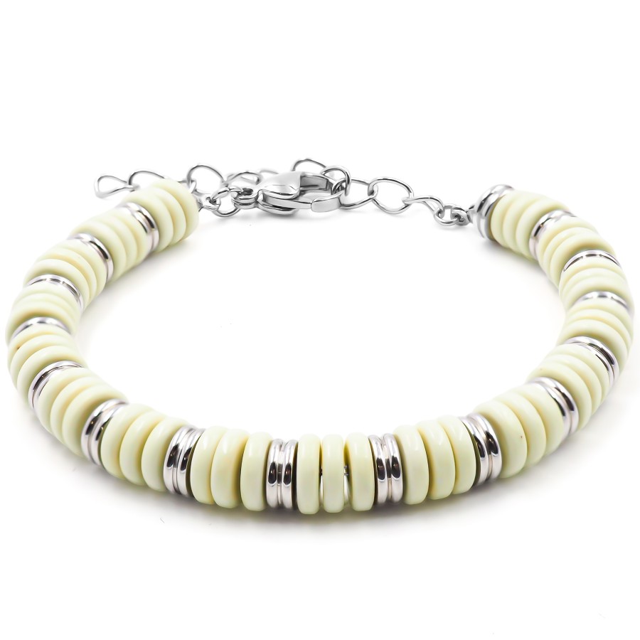 Bracelet acier - minerai oxydé teinté vert - 15+4cm - Grossiste Bij...