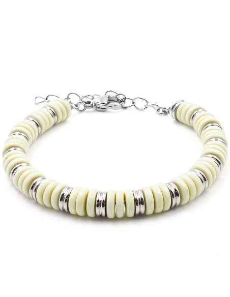 Bracelet acier - minerai oxydé teinté vert - 15+4cm - Grossiste Bij...