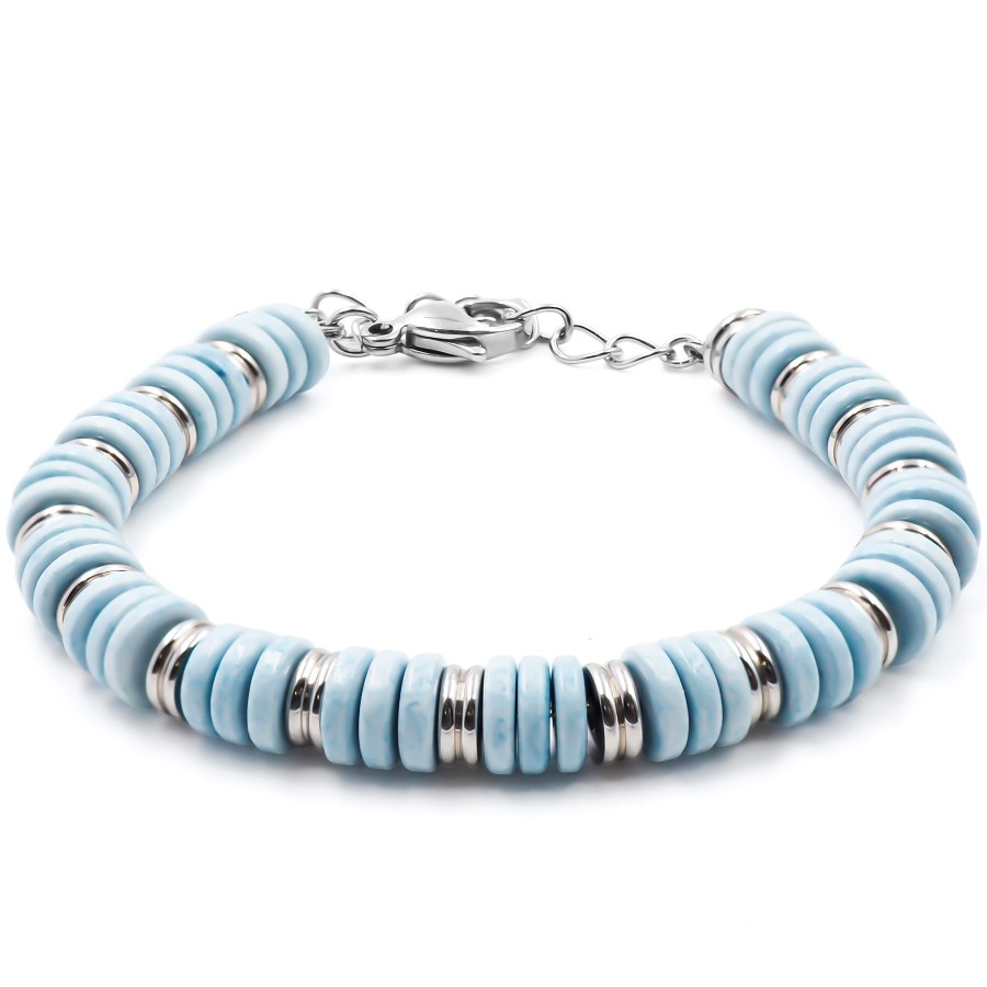 Bracelet acier - minerai oxydé teinté bleu - 15+4cm - Grossiste Bij...