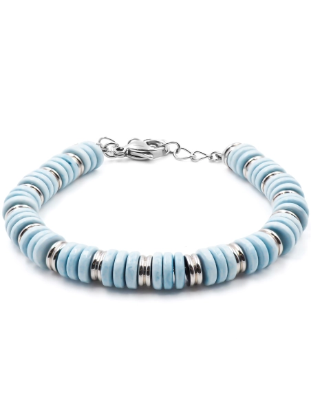 Bracelet acier - minerai oxydé teinté bleu - 15+4cm - Grossiste Bij...