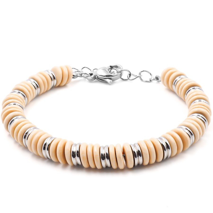 Bracelet acier - minerai oxydé teinté orange - 15+4cm - Grossiste B...